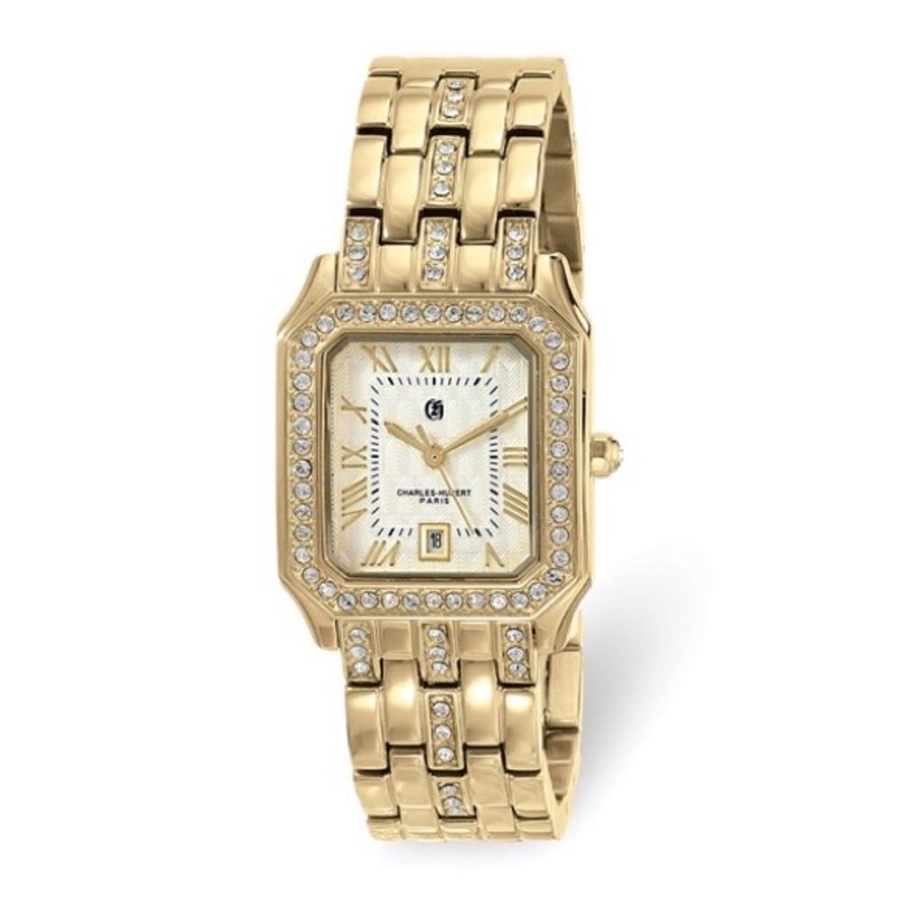 Ladies Charles Hubert IP-plated Stainless 26 x 32.5mm Crystal Bezel Watch